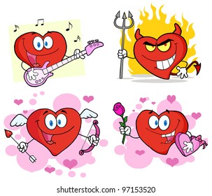Heart Cartoon Characters. Vector Collection.Jpeg version also available in gallery.
