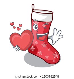 With heart cartoon christmas sock homemade fur red
