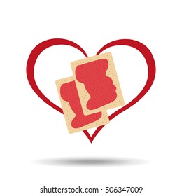 heart cartoon cookie sweet jam icon design vector illustration