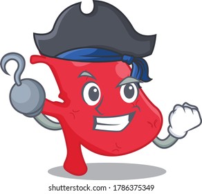 Heart cartoon design style as a Pirate with hook hand and a hat