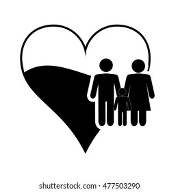 heart cartoon and family pictogram icon