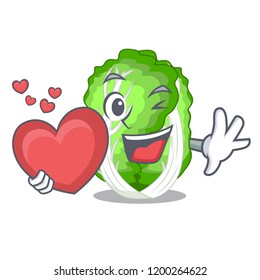 With heart cartoon fresh chinese cabbage vegetable in kitchen