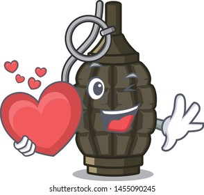 With heart cartoon grenade a in the bag