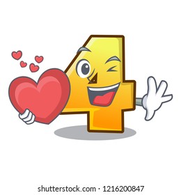 With heart cartoon the house number four figure