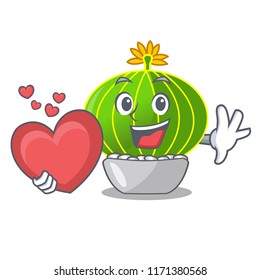 With heart cartoon notocactus fuscus with beautiful spines