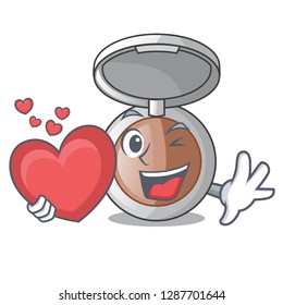 With heart cartoon powder above the dressing table