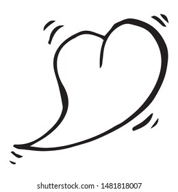 Heart. Cartoon heart. Simple hand drawn icon. Vector illustration.