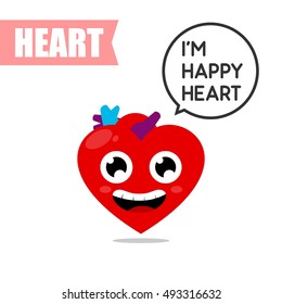 Heart cartoon sticker set. Health health campaign