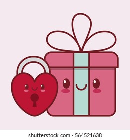 heart cartoon valentines day related kawaii style icon image vector illustration design 