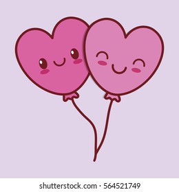 heart cartoon valentines day related kawaii style icon image vector illustration design 