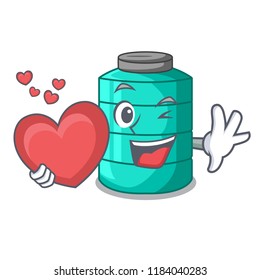 With heart cartoon water tank on the tower