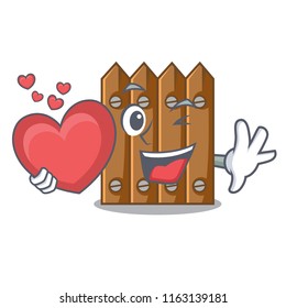 With heart cartoon wooden fence over the grass