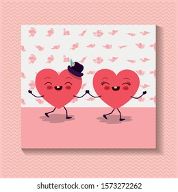 Heart cartoons design, Happy valentines day love passion romantic health wedding romance and decoration theme Vector illustration