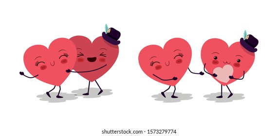 Heart cartoons design, Happy valentines day love passion romantic health wedding romance and decoration theme Vector illustration