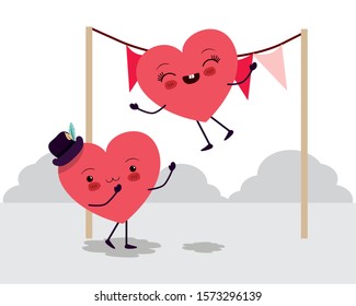 Heart cartoons design, Happy valentines day love passion romantic health wedding romance and decoration theme Vector illustration