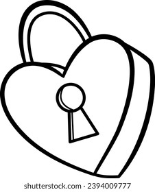 Heart Castle for Coloring. Keyhole. Romantic Design. Vector Illustration for Valentines Day