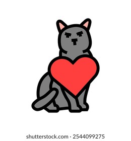 heart cat breeding color icon vector. heart cat breeding sign. isolated symbol illustration