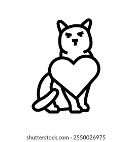 heart cat breeding line icon vector. heart cat breeding sign. isolated contour symbol black illustration