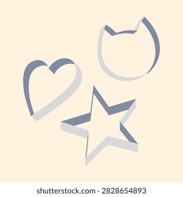 Heart Cat and Star Cookie Cutter Shapes