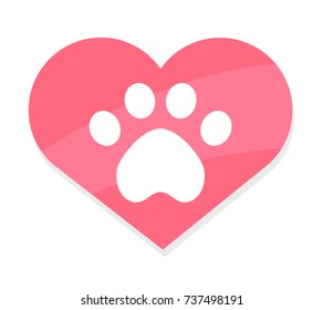 Heart with cat's footprint 