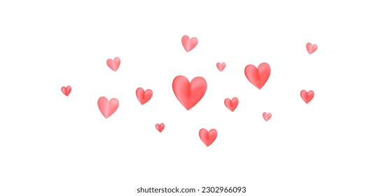 Heart celebration frame. Red flying balloon heart confetti. Valentines banner for greeting card, invitation, gift. Love wedding party decoration. Happy Mother day. Vector illustration.