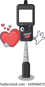 With heart cell phone holder on a character