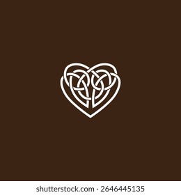 Heart celtic knot logo icon flat vector design