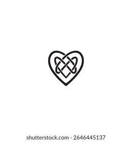 Heart celtic knot logo icon flat vector design