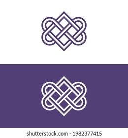 Heart celtic knot. Vector pattern. Celtic knots templates isolated on white and dark background.
