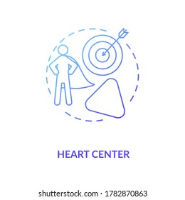 Heart center blue gradient concept icon. Personal will. Ego and motivation. Chakra in body system. Human design idea thin line illustration. Vector isolated outline RGB color drawing