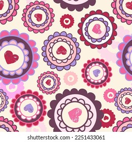 Heart Center Mandala Vector de San Valentín sin problemas