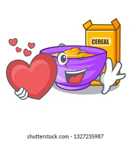 With heart cereal box in the shape mascot