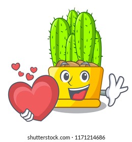 With heart cereus cactus in a pot cartoon