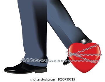 heart chained to a foot