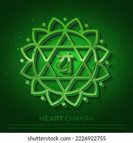 Heart Chakra (Anahata) 3D Symbol Design- vector illustration