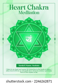 Heart Chakra Meditation poster Design-Vector illustration