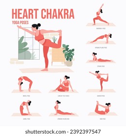 HEART CHAKRA Yoga poses. woman practicing Yoga pose. Woman workout fitness, aerobic and exercises.