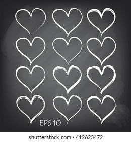 heart chalk background
 set