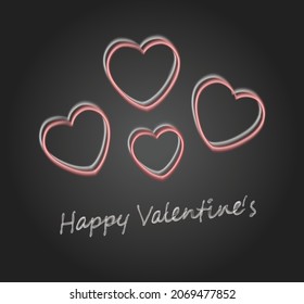 Heart chalk with text Happy Valentines on blackboard vector