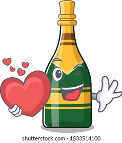 With heart champagne bottle in the character fridge