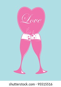 heart and champagne glasses