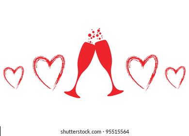 heart and champagne glasses