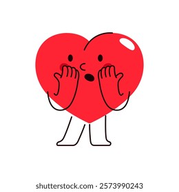 Heart character with amusement emotion. Vector isolated loving emoji. Lover sign or Valentines day card element. Devotion symbol or romantic poster. Romance holiday or festive design. Wedding.