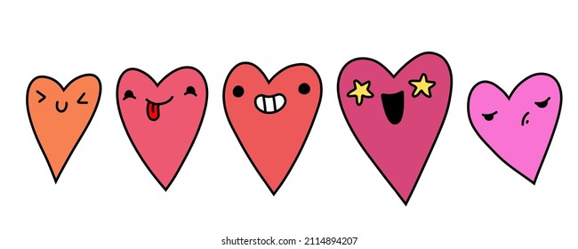 Heart character. Cartoon heart emoji. Stock vector sticker flat illustration on a white background.