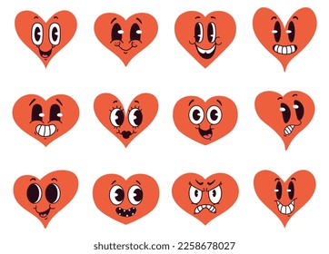 Heart character cartoon funny face love smile emotion concept. Vector graphic design illustration