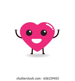 Heart character exercise. Hearth care concept, illustration isolated on white background.