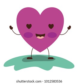 heart character kawaii in enamored expression in colorful silhouette
