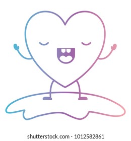 heart character kawaii frightened expression in degraded blue to purple color contour