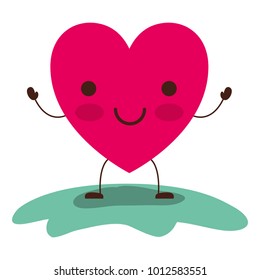 heart character kawaii smiling expression in colorful silhouette