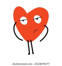 heart character on red design cartoon character, mascot heart variant exspression
